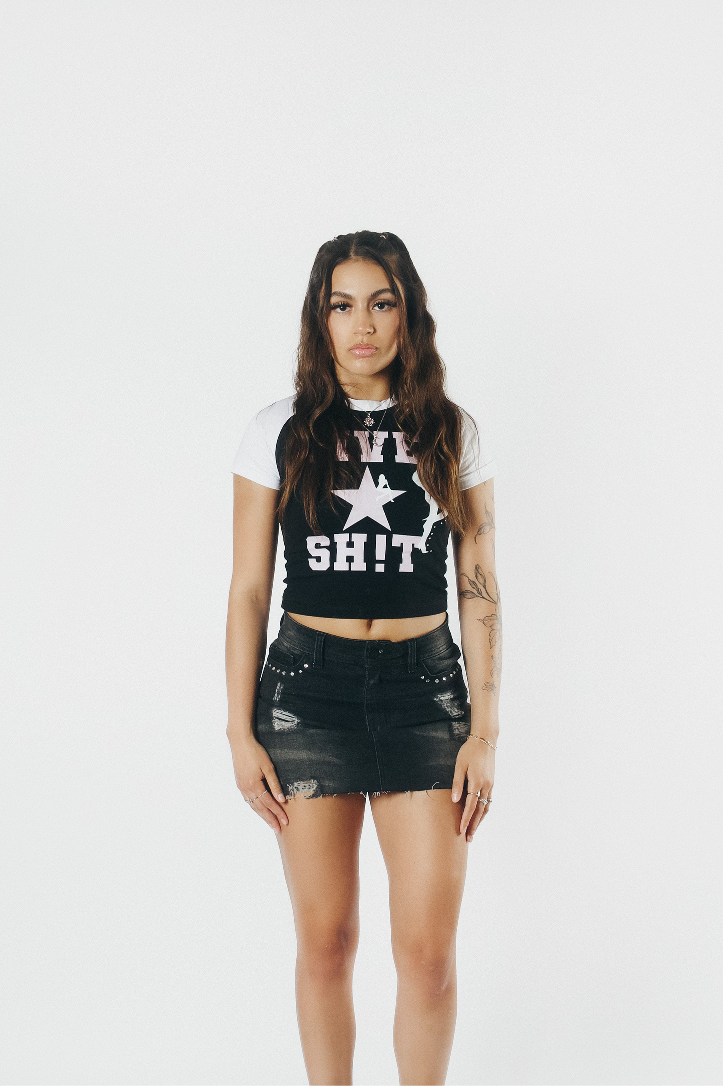 Black Five Star Baby Tee